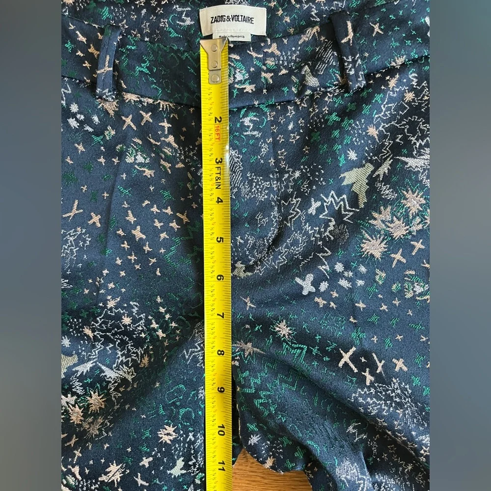 Zadig & Voltaire Posh Jac Glam Suit Pants 36 Navy Metallic Jacquard Tailored NWT - Picture 11 of 14